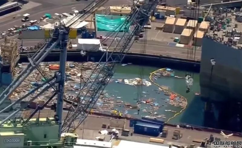 美海軍在建船塢閘門發生垮塌事故