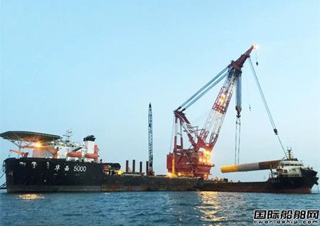 華西海工完成首個海上風電單樁基礎施工