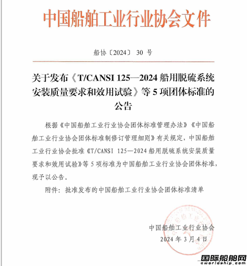 中船動力集團牽頭旗下公司發布兩項團體標準