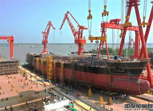 破紀錄！蕪湖造船廠18500噸化學品船主船體10天貫通