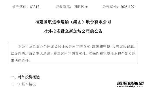 拓展全球布局！國航遠洋擬設立新加坡公司